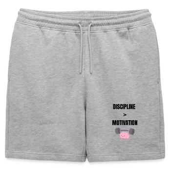 La discipline avant la motivation - Short de survêtement homme premium - gris chiné - Devant - AI Model Male 178 light (178cm)