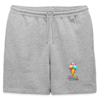 Pris un froid glacial - Short de survêtement homme premium - gris chiné - Devant - AI Model Male 178 light (178cm)