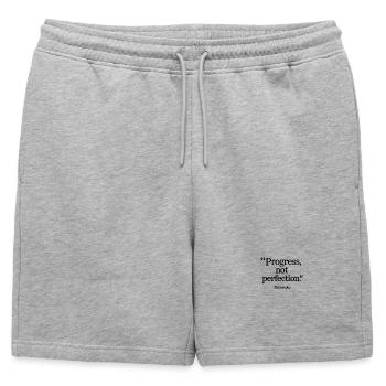 Progrès Pas Perfection Typographie Inspirante - Short de survêtement homme premium - gris chiné - Devant - AI Model Male 178 light (178cm)