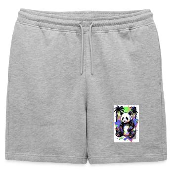 panda - Short de survêtement homme premium - gris chiné - Devant - AI Model Male 178 light (178cm)