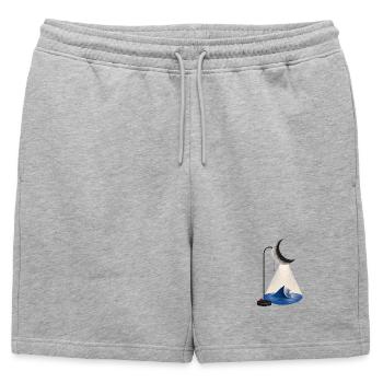 Lumière des marées - Lampe lunaire surréaliste et océan - Short de survêtement homme premium - gris chiné - Devant - AI Model Male 178 light (178cm)