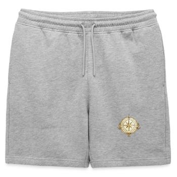 Boussole d’Or Étoile Nautique - Short de survêtement homme premium - gris chiné - Devant - AI Model Male 178 light (178cm)