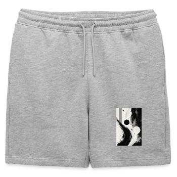 Abstraction noir et blanc orbites - Short de survêtement homme premium - gris chiné - Devant - AI Model Male 178 light (178cm)