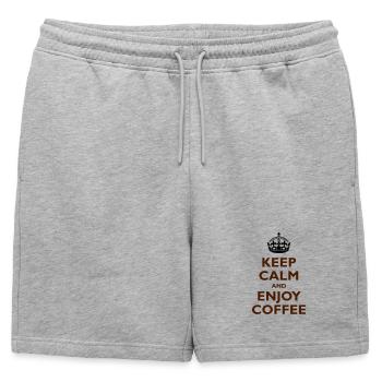 Keep Calm & Enjoy Coffee - Short de survêtement homme premium - gris chiné - Devant - AI Model Male 178 light (178cm)