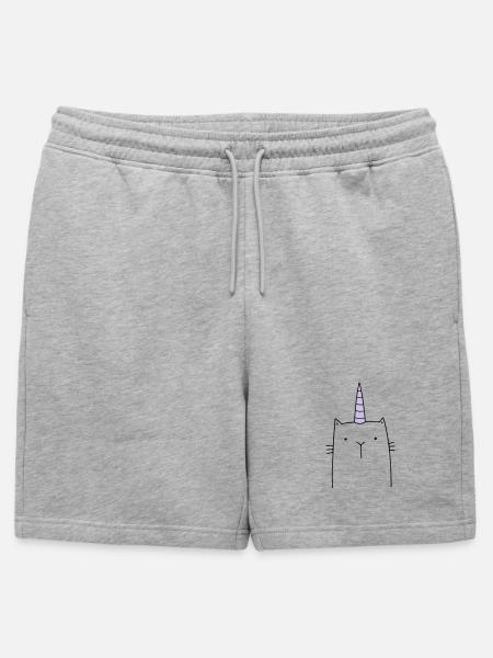 Einhorn Katze niedlich Geschenk - Männer Premium Organic Sweatshorts - Grau meliert