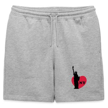 new york - Mens' Premium Organic Sweatshorts - heather grey - Front - AI Model Male 178 light (178cm)
