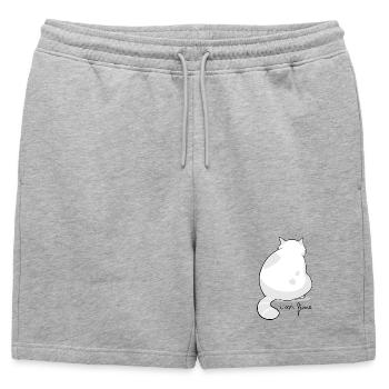 Backview Fluffy Cat Silhouette - Mens' Premium Organic Sweatshorts - heather grey - Front - AI Model Male 178 light (178cm)