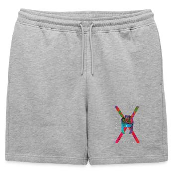 Illyrien 🇦🇱 - Short de survêtement homme premium - gris chiné - Devant - AI Model Male 178 light (178cm)