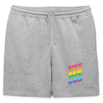 Mois de la fierté LGBTQ - Kiss Me Bro - Short de survêtement homme premium - gris chiné - Devant - AI Model Male 178 light (178cm)