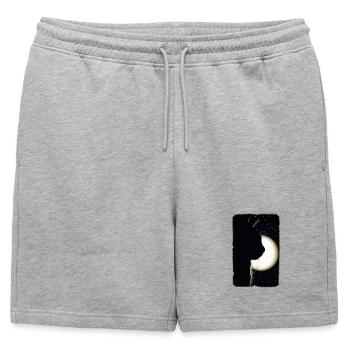 Chat de lune - Short de survêtement homme premium - gris chiné - Devant - AI Model Male 178 light (178cm)
