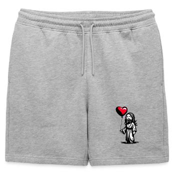 Ballon Jésus avec cœur - Heartful Creatures - Short de survêtement homme premium - gris chiné - Devant - AI Model Male 178 light (178cm)