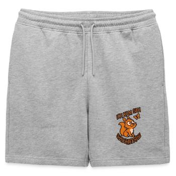 Verträumtes Eichhörnchen mit Spruch - Männer Premium Organic Sweatshorts - Grau meliert - Vorne - AI Model Male 178 light (178cm)