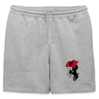 Albanian eagle with flag - Mens' Premium Organic Sweatshorts - heather grey - Front - AI Model Male 178 light (178cm)