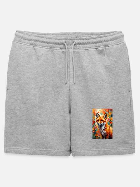 Fox flowers abstract fox lover gift - Mens' Premium Organic Sweatshorts - heather grey