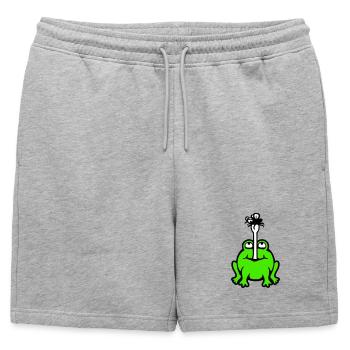 Frog catches fly tongue mosquito eat hunger toad - Mens' Premium Organic Sweatshorts - heather grey - Front - AI Model Male 178 light (178cm)