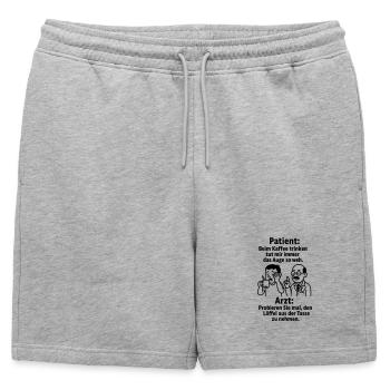 Funny saying drinking coffee - Mens' Premium Organic Sweatshorts - heather grey - Front - AI Model Male 178 light (178cm)