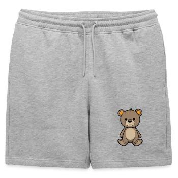 Illustration de l’ours en douceur Velours Brown - Short de survêtement homme premium - gris chiné - Devant - AI Model Male 178 light (178cm)