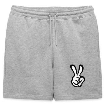 Signe de la main de la victoire (Main droite / POS / 2C) - Short de survêtement homme premium - gris chiné - Devant - AI Model Male 178 light (178cm)