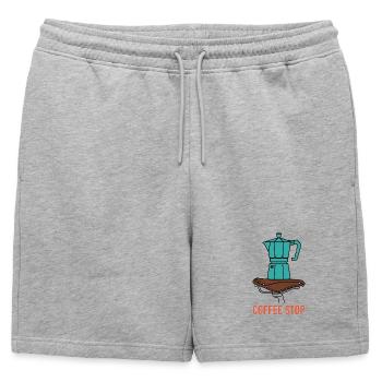 Arrêt café de la cafetière Aqua Moka - Short de survêtement homme premium - gris chiné - Devant - AI Model Male 178 light (178cm)