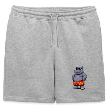 Hippopotamus in sunglasses - Mens' Premium Organic Sweatshorts - heather grey - Front - AI Model Male 178 light (178cm)