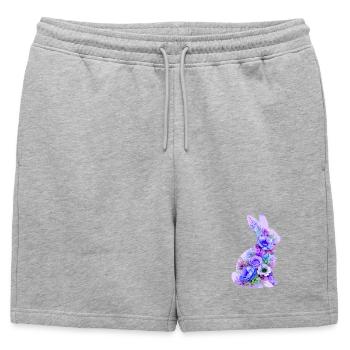 Fleurs pastel de lapins - Short de survêtement homme premium - gris chiné - Devant - AI Model Male 178 light (178cm)