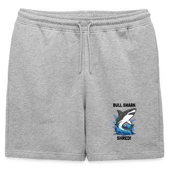 Bulldog Shark Shred Shark Sea Bull - Mens' Premium Organic Sweatshorts - heather grey - Front - AI Model Male 178 light (178cm)