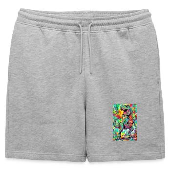 dinosaure - Short de survêtement homme premium - gris chiné - Devant - AI Model Male 178 light (178cm)