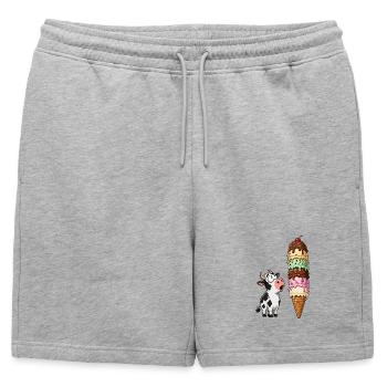 Vache émerveillée par la tour de glace - Short de survêtement homme premium - gris chiné - Devant - AI Model Male 178 light (178cm)