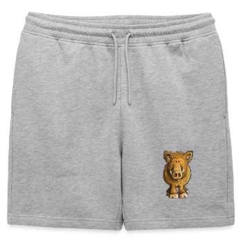 Wild boar - Mens' Premium Organic Sweatshorts - heather grey - Front - AI Model Male 178 light (178cm)