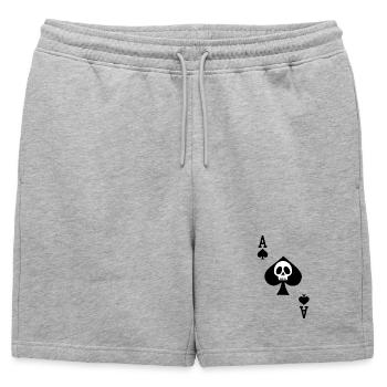 crâne et as de pique - Short de survêtement homme premium - gris chiné - Devant - AI Model Male 178 light (178cm)