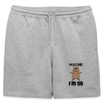 20 Anniversaire - 20 ans - Câlin - Short de survêtement homme premium - gris chiné - Devant - AI Model Male 178 light (178cm)