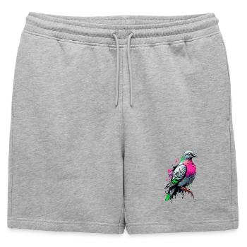 Pigeon de ville coloré - colombes - J’aime les pigeons - Short de survêtement homme premium - gris chiné - Devant - AI Model Male 178 light (178cm)