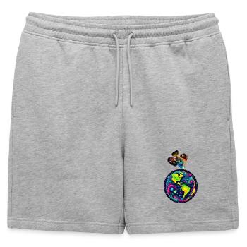 Le poisson et sa planète - Short de survêtement homme premium - gris chiné - Devant - AI Model Male 178 light (178cm)
