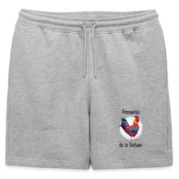 Amoureux de la Nature - Poule - Coq - Short de survêtement homme premium - gris chiné - Devant - AI Model Male 178 light (178cm)