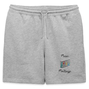 MISTRESS. THANK YOU. THANK YOU MISTRESS. MISTRESS - Mens' Premium Organic Sweatshorts - heather grey - Front - AI Model Male 178 light (178cm)
