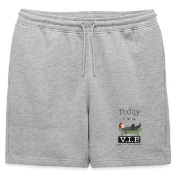 Aujourd’hui à un VIP | Modifié - Short de survêtement homme premium - gris chiné - Devant - AI Model Male 178 light (178cm)
