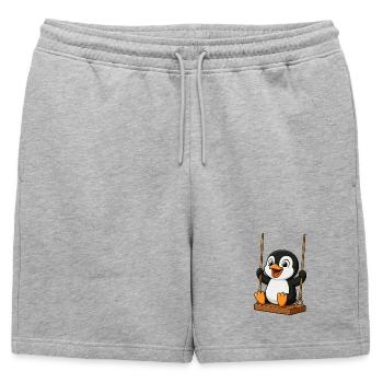 Ensemble de jeu balançoire pingouin mignon de dessin animé Amitié - Short de survêtement homme premium - gris chiné - Devant - AI Model Male 178 light (178cm)