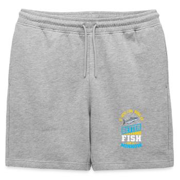 Fishing Angler Fish Fisherman Sayings Petri Heil - Mens' Premium Organic Sweatshorts - heather grey - Front - AI Model Male 178 light (178cm)