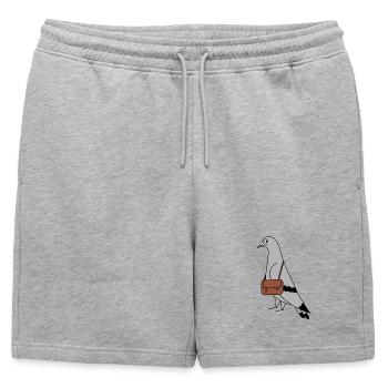 Pigeon with Bag – Illustration minimaliste urbaine - Short de survêtement homme premium - gris chiné - Devant - AI Model Male 178 light (178cm)
