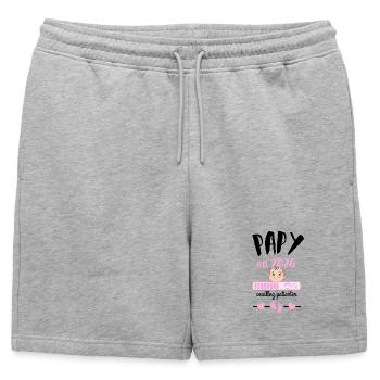 Papy en 2026 Fille Veuillez Patienter - Short de survêtement homme premium - gris chiné - Devant - AI Model Male 178 light (178cm)