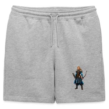 Guerrier viking avec arc et cape de fourrure - Short de survêtement homme premium - gris chiné - Devant - AI Model Male 178 light (178cm)
