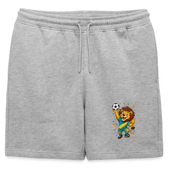 Lion Mascotte Fan de football - Short de survêtement homme premium - gris chiné - Devant - AI Model Male 178 light (178cm)