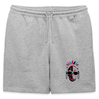 afrikanische Maske mit Sonnenbrille als Stencil - Männer Premium Organic Sweatshorts - Grau meliert - Vorne - AI Model Male 178 light (178cm)