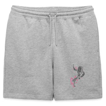 Retro microphone with music notes and clef. - Mens' Premium Organic Sweatshorts - heather grey - Front - AI Model Male 178 light (178cm)