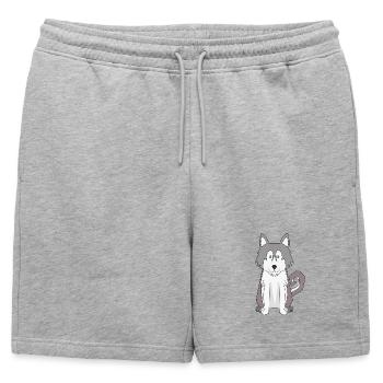 Dog Cartoon Amazing Siberian Husky - Mens' Premium Organic Sweatshorts - heather grey - Front - AI Model Male 178 light (178cm)