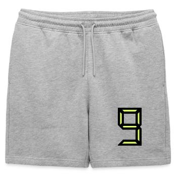 9. ANNIVERSAIRE. HAPPY BIRTHDAY - Short de survêtement homme premium - gris chiné - Devant - AI Model Male 178 light (178cm)