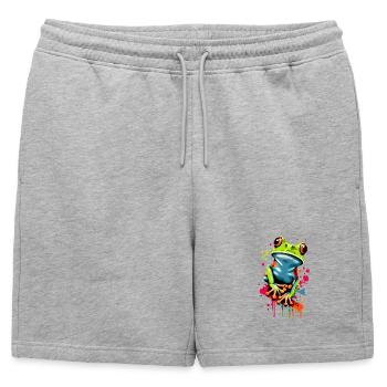 Grenouille - Rainette - Prince grenouille - Croaker - Short de survêtement homme premium - gris chiné - Devant - AI Model Male 178 light (178cm)
