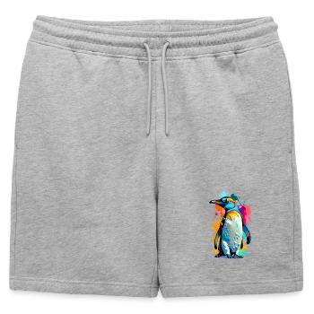 Manchot royal - Pingouin empereur coloré oiseau - Short de survêtement homme premium - gris chiné - Devant - AI Model Male 178 light (178cm)