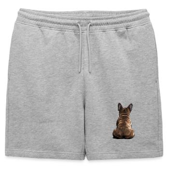 Bouledogue français - Short de survêtement homme premium - gris chiné - Devant - AI Model Male 178 light (178cm)