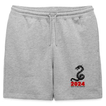 2024 - Short de survêtement homme premium - gris chiné - Devant - AI Model Male 178 light (178cm)